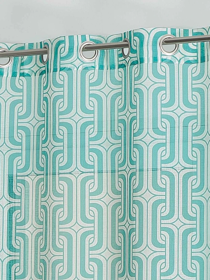 Voilage aux impressions graphiques   Bleu azur