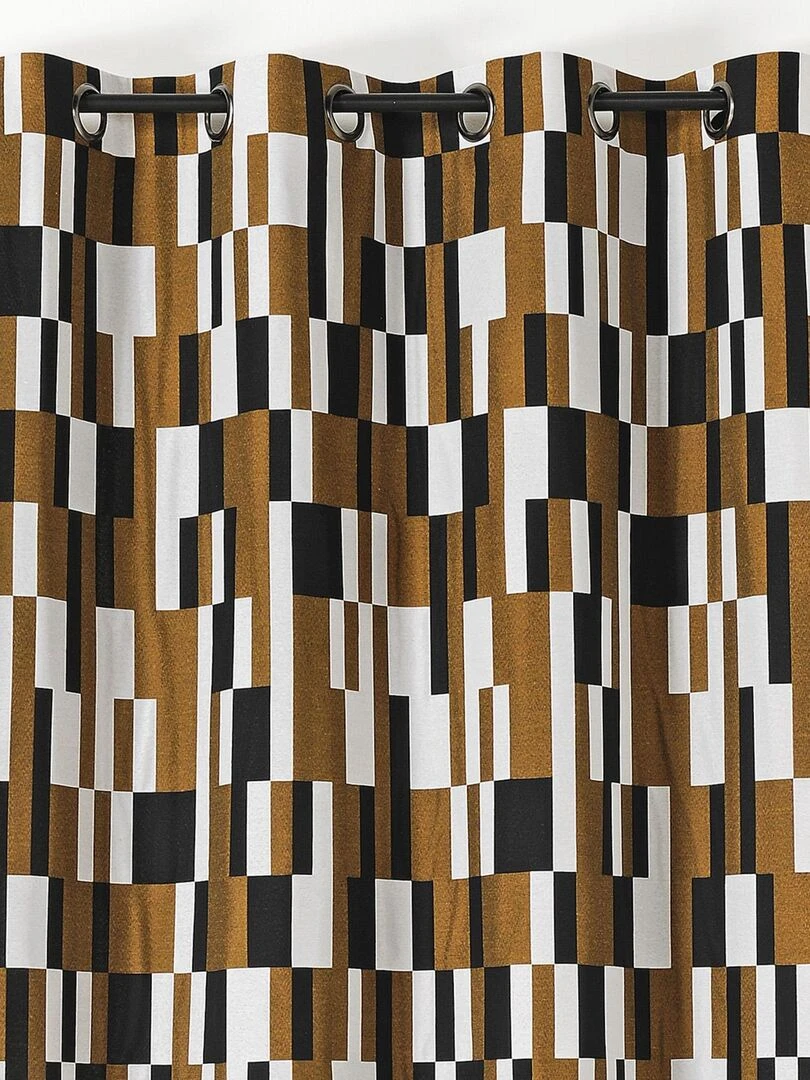 Rideau à jacquard damier Marron clair