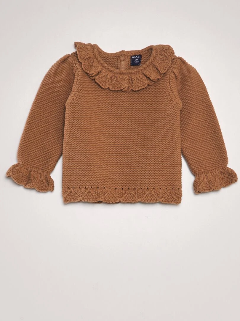 Pull en matière ajourée Marron