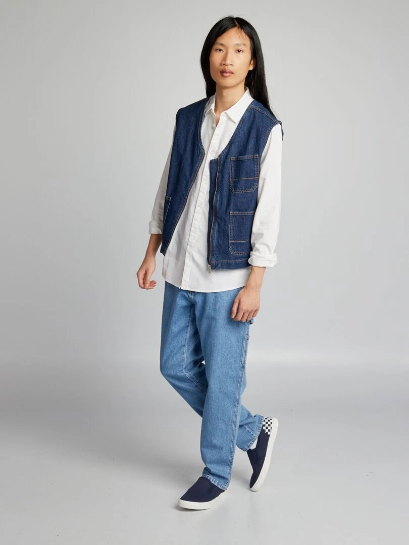 Pantalon denim droit Bleu