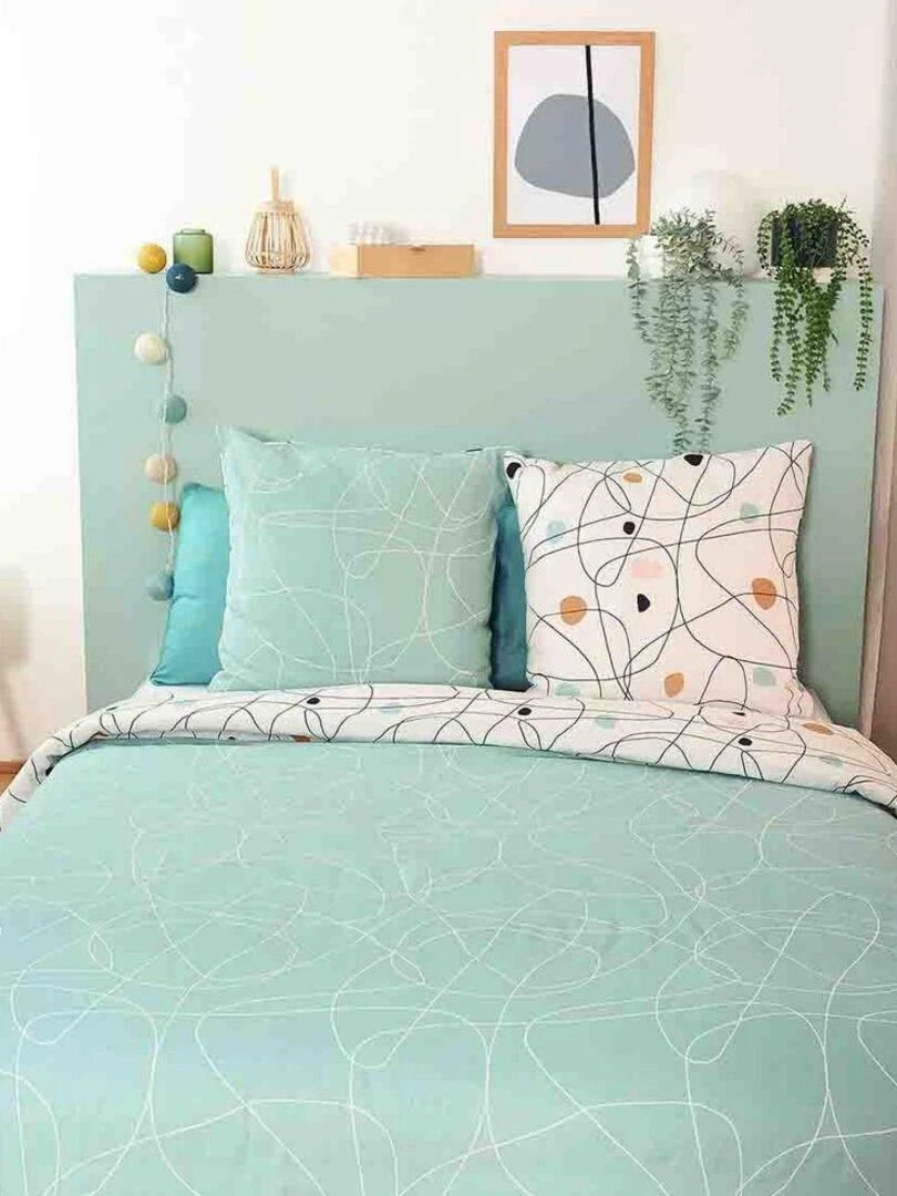 Housse de couette 220x240 cm + 2 taies d'oreiller 63x63 cm 52% Polyester   48% Coton Blob   Gris