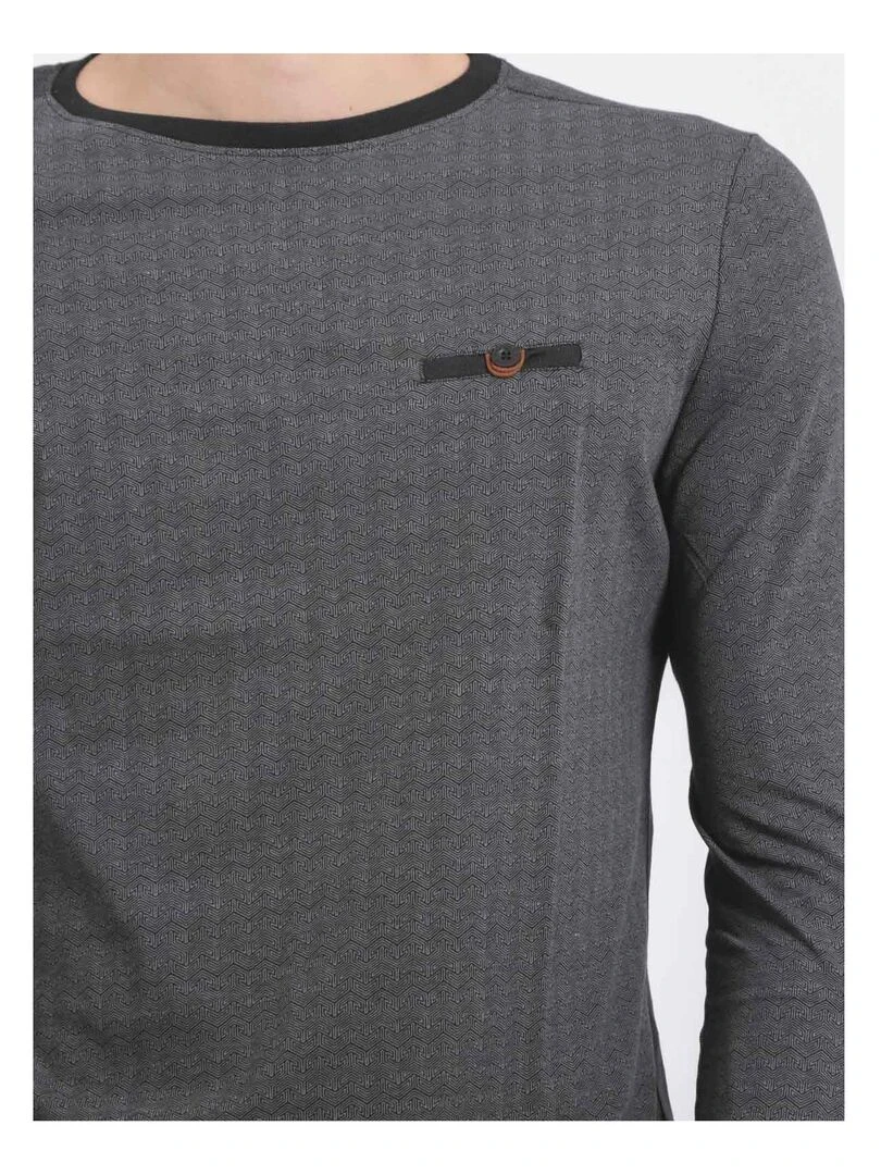 T shirt manches longues col rond pur coton JACOU   Noir