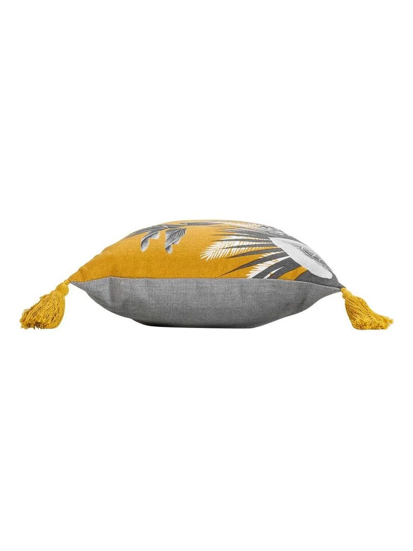 Coussin pompons 30x50 cm Isibelle jaune coton   Jaune