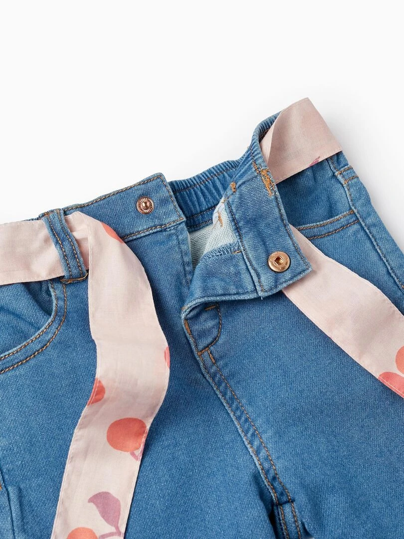 Pantalon en Jean + Ruban pour Bébé Fille 'Apricot'  SICILIAN DAYS   Bleu