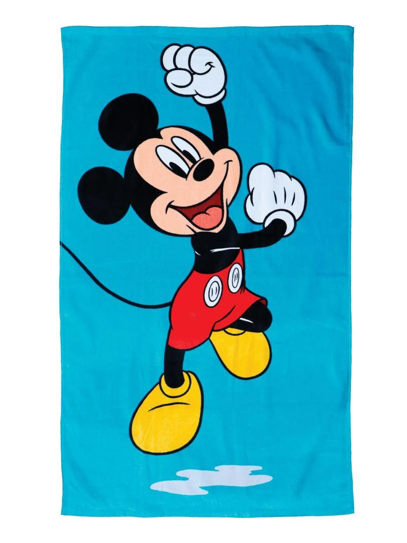 Drap de plage imprimé 100% coton MICKEY BLUE Bleu ciel