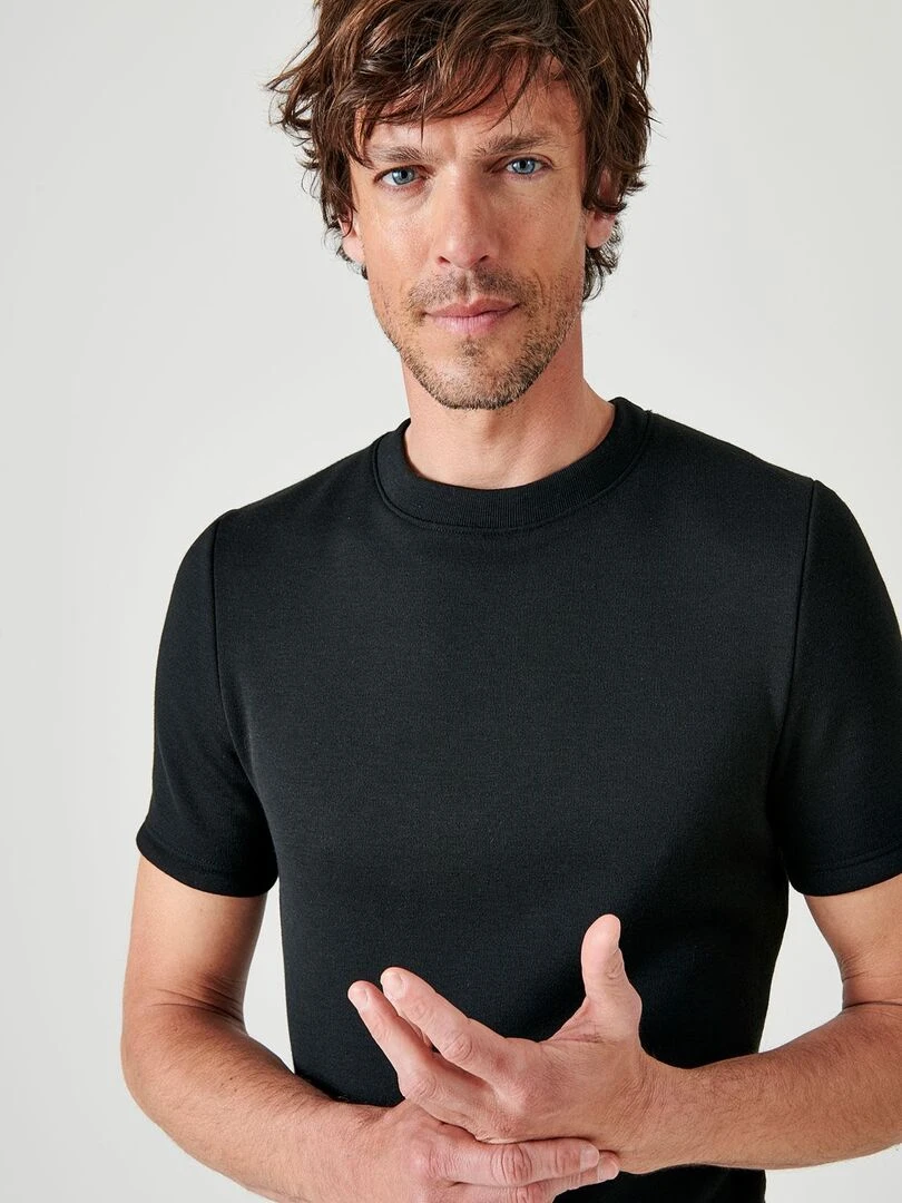 T shirt col V  maille interlock Thermolactyl   Damart   Gris chiné