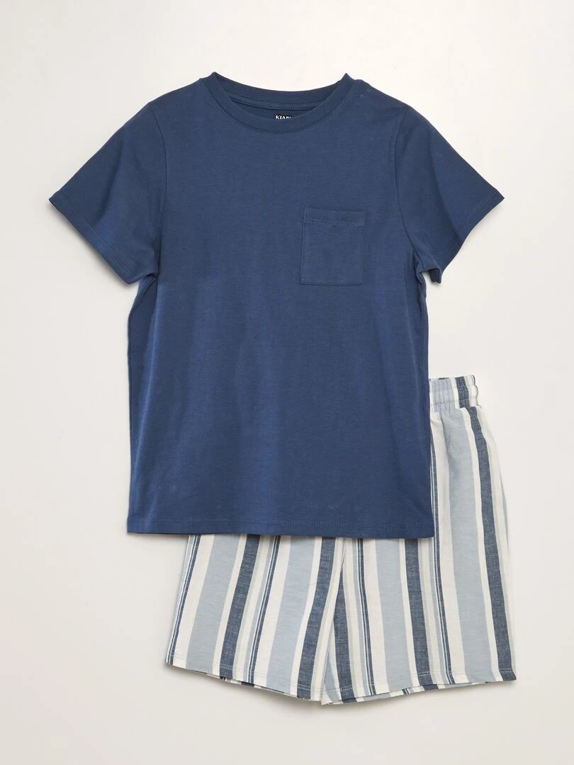 Ensemble de pyjama court 2 pièces Bleu