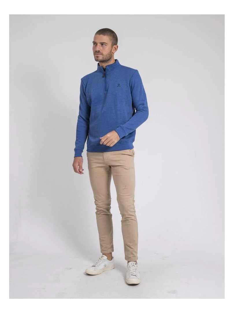 Sweat col montant zippé WOMPOU   Bleu