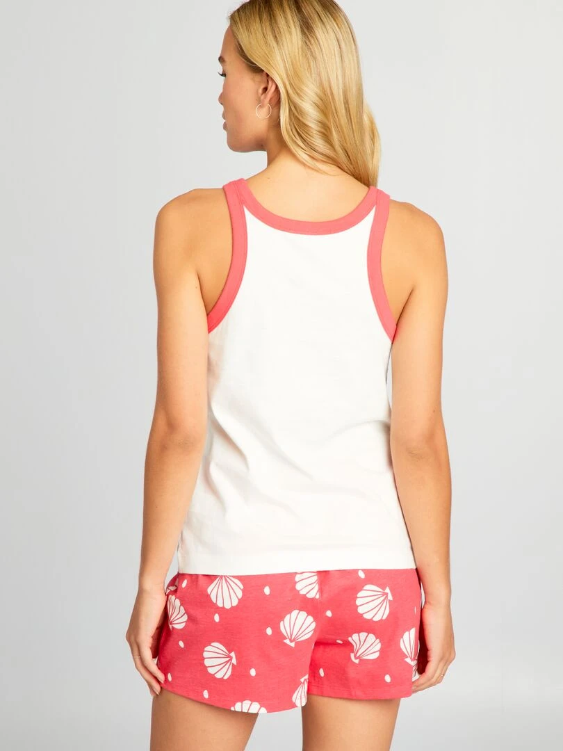 Pyjama court imprimé 'Disney Princess'   2 pièces   Blanc/rouge