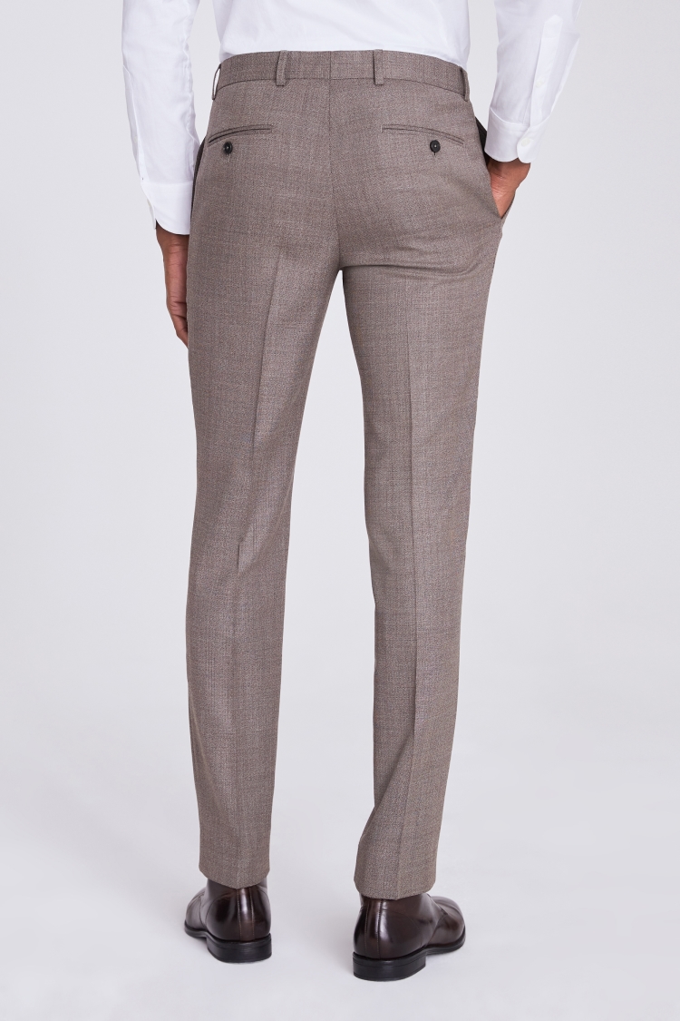 Italian Slim Fit Taupe Hopsack Trousers Buy Online at Moss