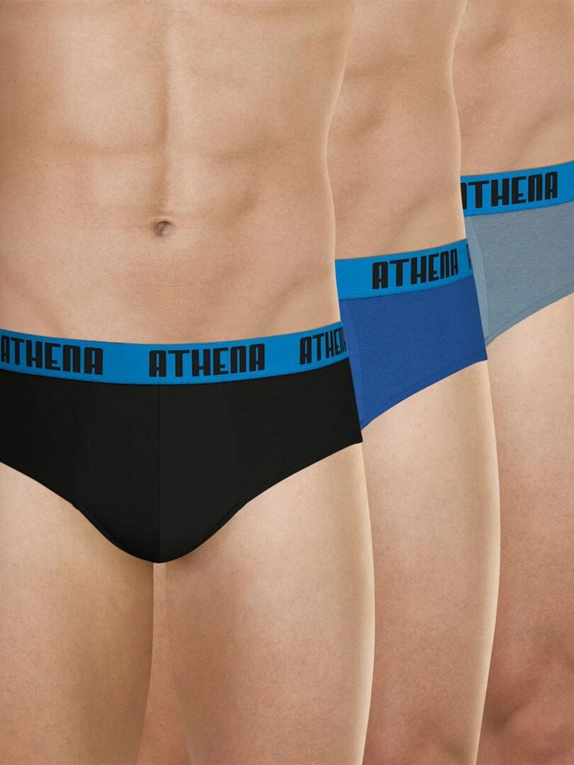 Lot de 3 slips homme Ecopack Noir Bleu Gris