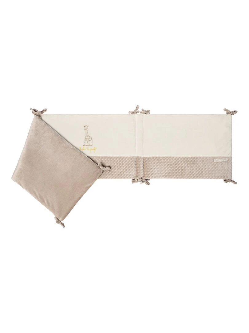 Tour de lit adaptable matelassé brodé Sophie la Girafe Paris Beige