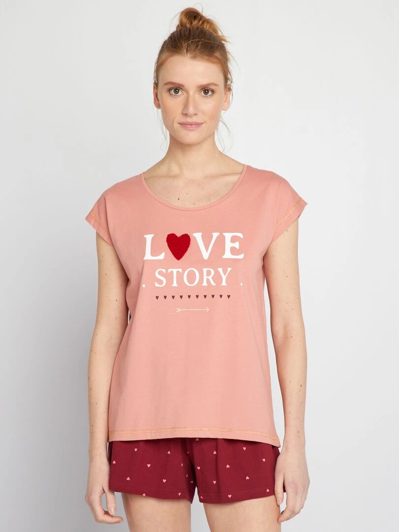 Ensemble de pyjama Love 2 pièces Rose