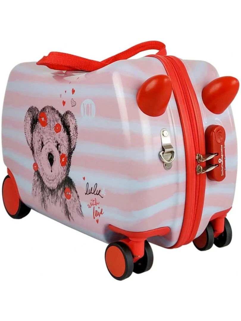 LULU CASTAGNETTE CABINE ENFANTS ABS/PC OURS BISOUS 4 Roues 32 cm Multicolore