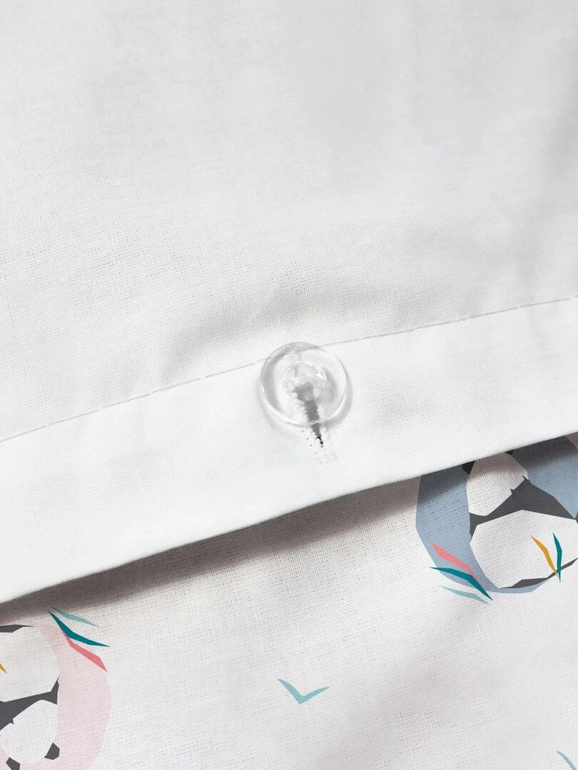 Parure de lit imprimée 100% coton  PANDA   Blanc