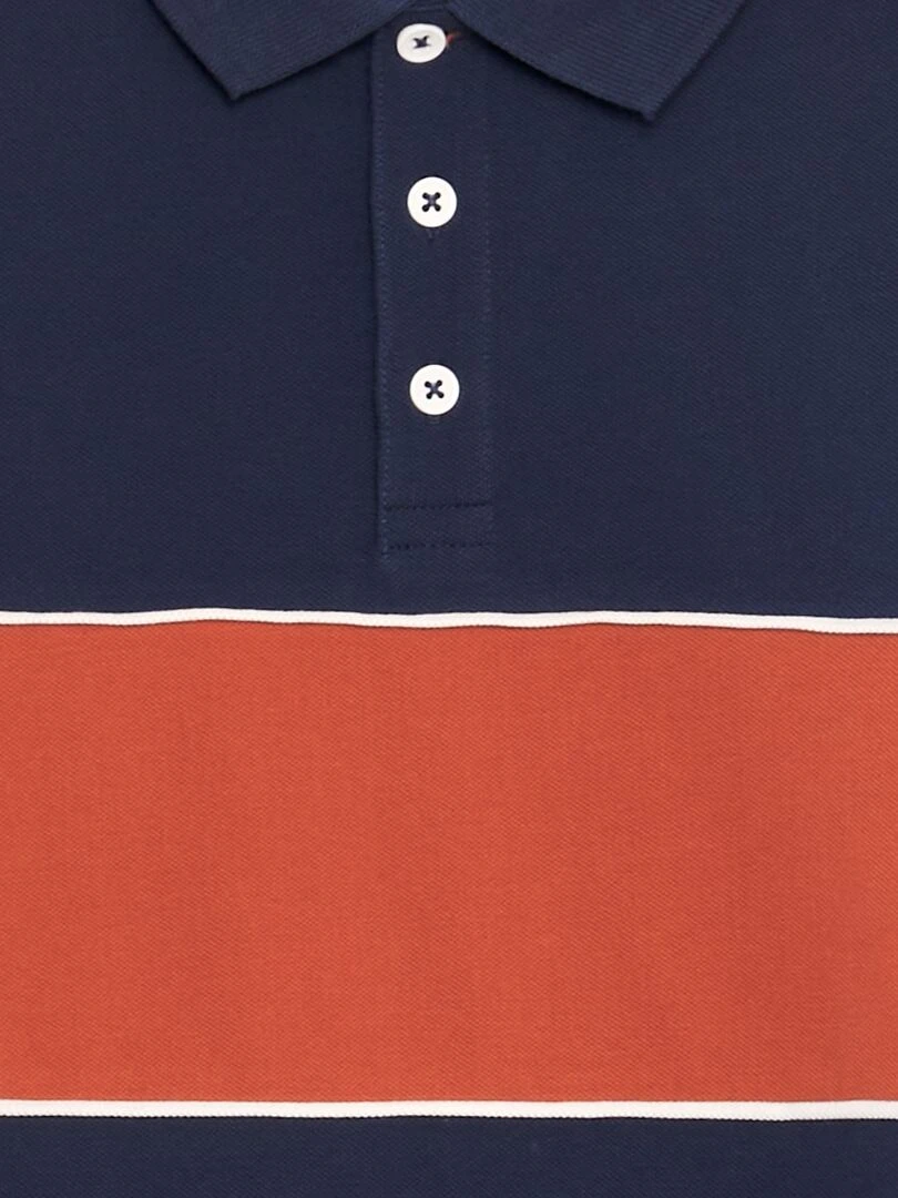 Polo en piqué de coton   Orange/bleu marine
