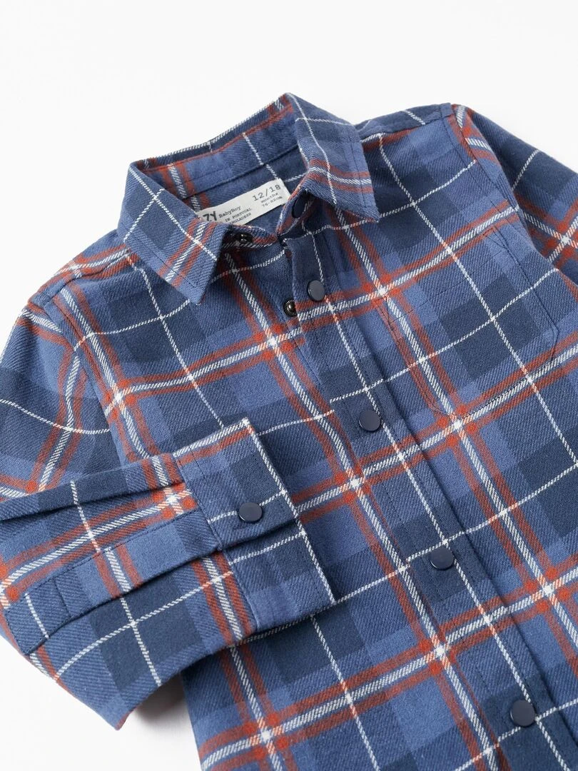 Chemise à Carreaux en Flanelle pour Bébé Garçon manches longues  ACE CLUBS   Bleu foncé