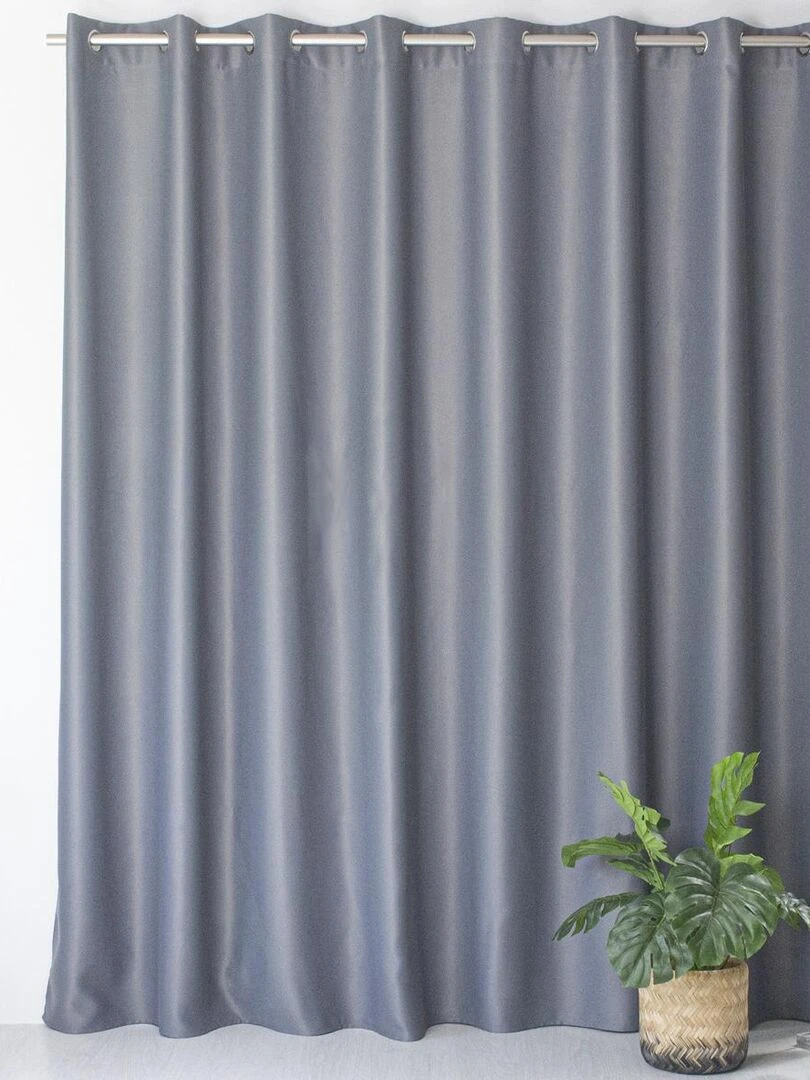 Rideau occultant fil noir en grande largeur Gris clair