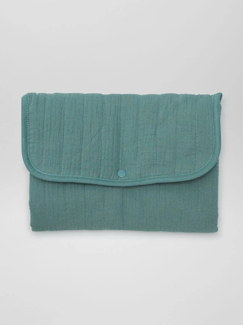 Tapis à langer nomade en double gaze de coton Vert