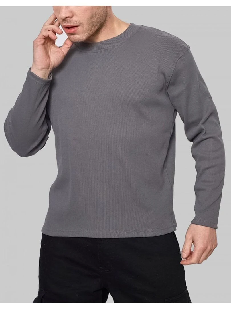 Pull Col Rond Kebello Gris