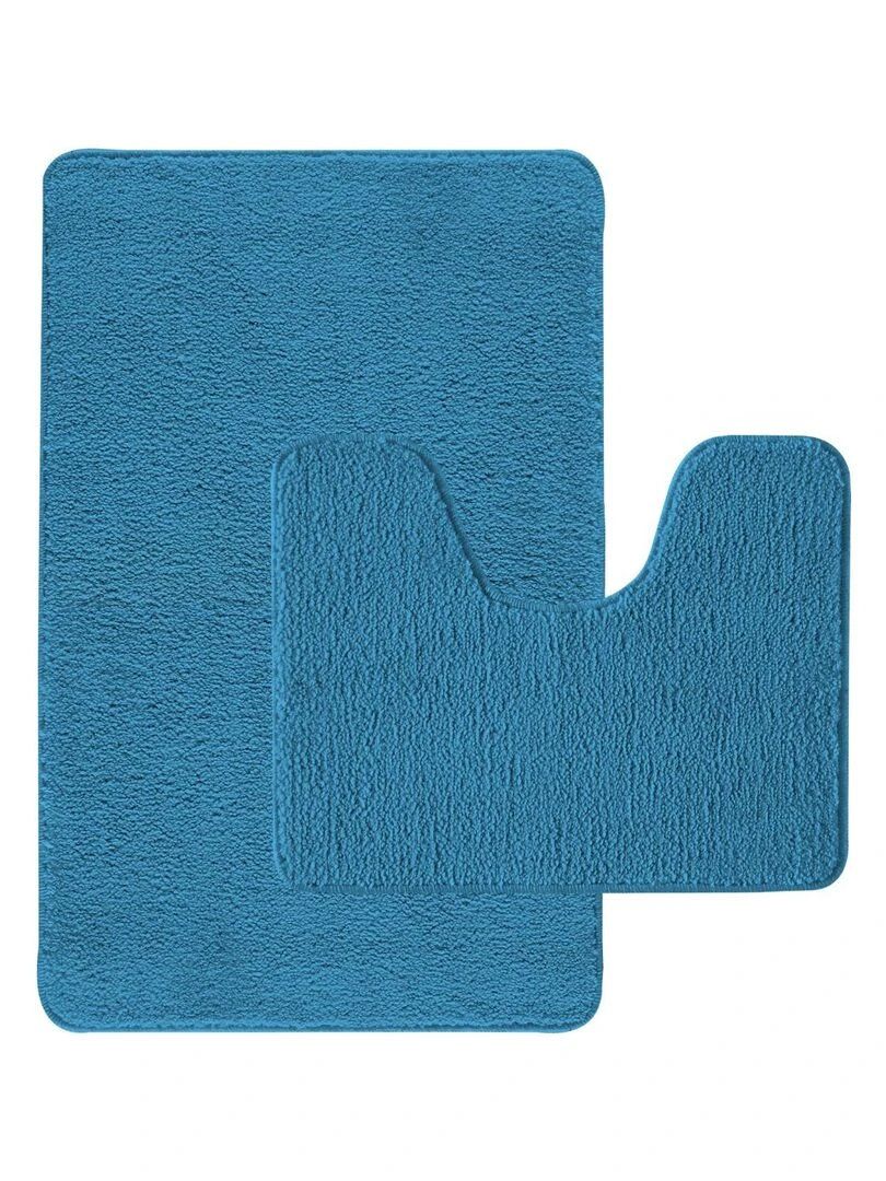 Guy Levasseur Lot de 2 tapis de bain polyester 50x80cm + 50x40cm pacifique Noir Bleu ciel Noir