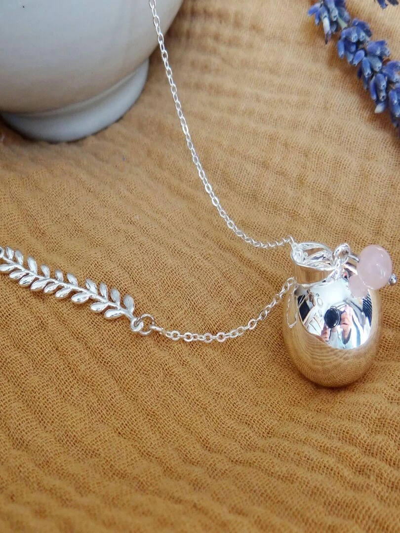 Bola feuille argent quartz   Argent