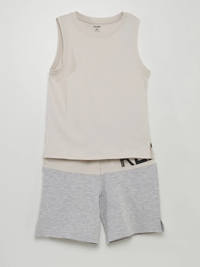 Ensemble débardeur short 2 pièces Gris