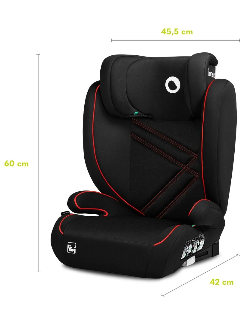 Siège auto évolutif LIONELO Hugo i Size   ISOFIX   Noir   Noir Rouge