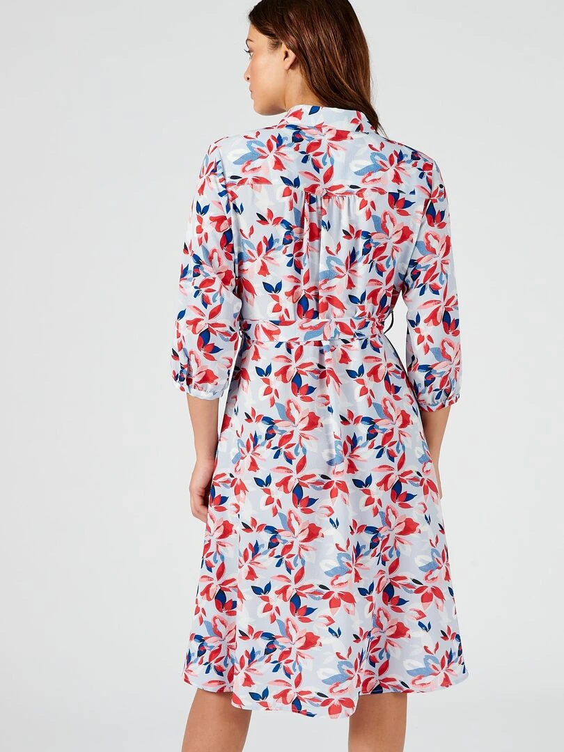 Robe tissu crêpe reliéfé à fleurs   Damart   Rouge