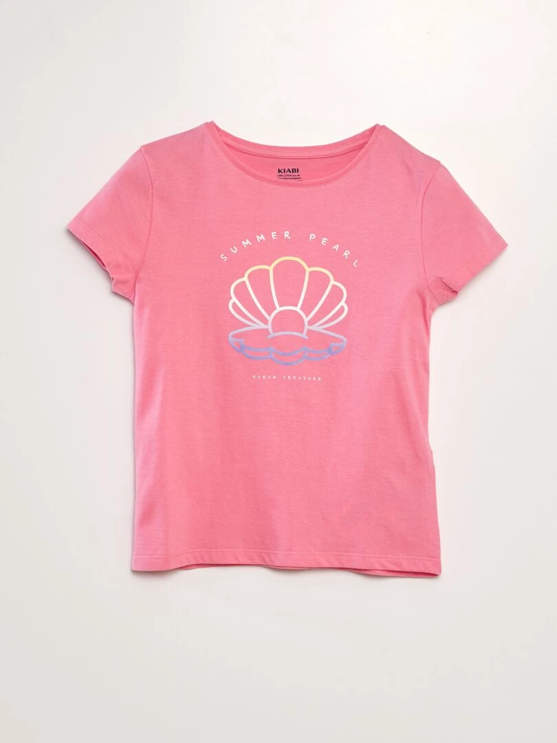 Lot de 2 tee shirts à message   Rose/vert