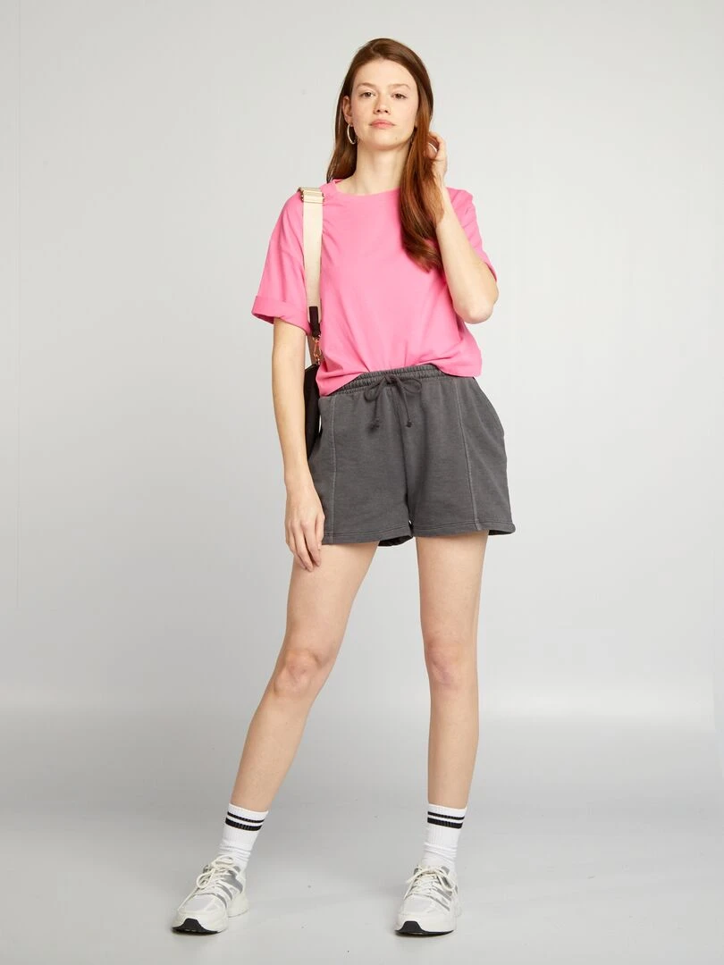 Short en molleton fin Noir