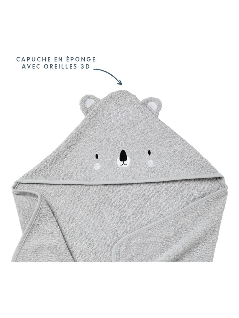Cape de bain 70x70 cm ludique   Koala gris   Gris