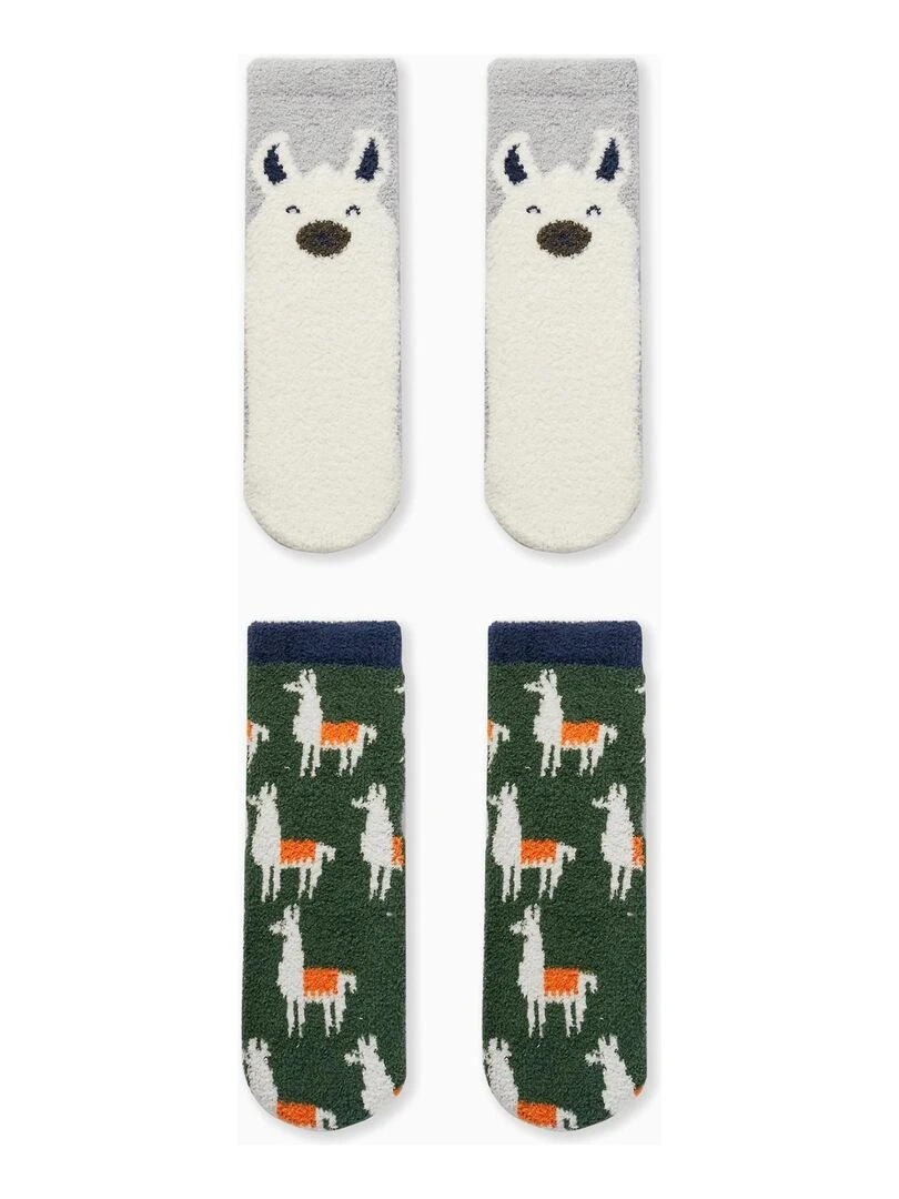 Pack 2 Paires de Chaussettes Antidérapantes pour Garçon 'Lama' DISCOVER PERU Multicolore