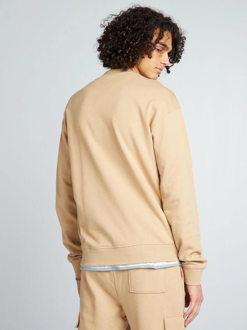 Sweat col rond à détail   Beige