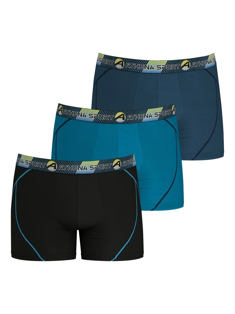 Lot de 3 boxers long homme Training Bleu azur