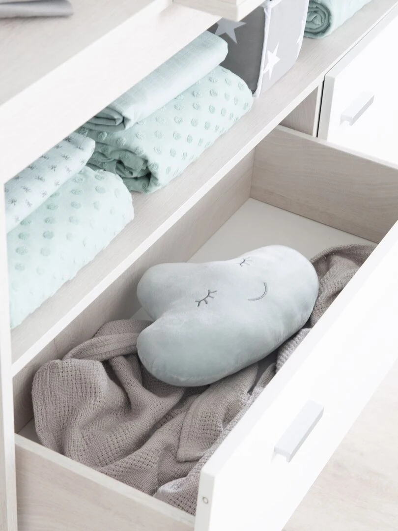 ROBA Commode á langer "Julia" avec Plan Amovible 2 Tiroirs 1 Porte Hauteur à langer 90.5 cm Blanc