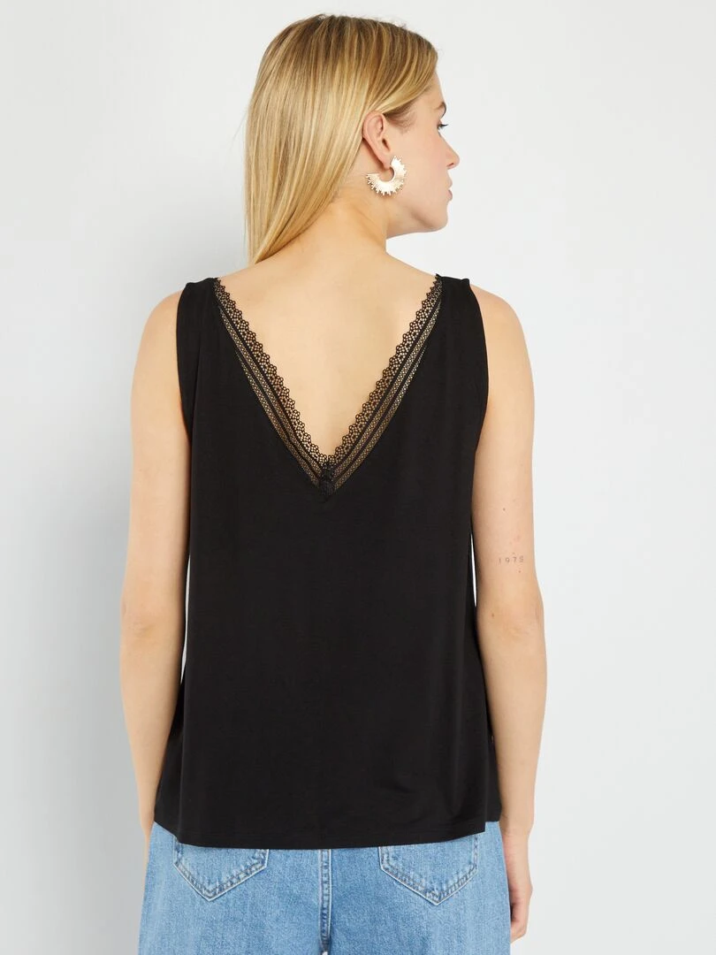 Débardeur stretch avec dentelle   noir