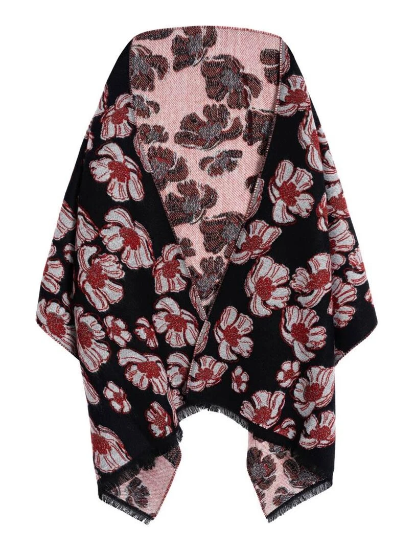 Châle Pistil Fabriqué en France Noir Rouge