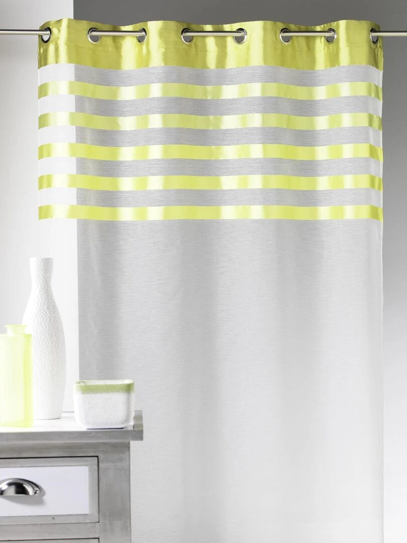 Voilage avec parement à rayures satinées et colorées Vert clair