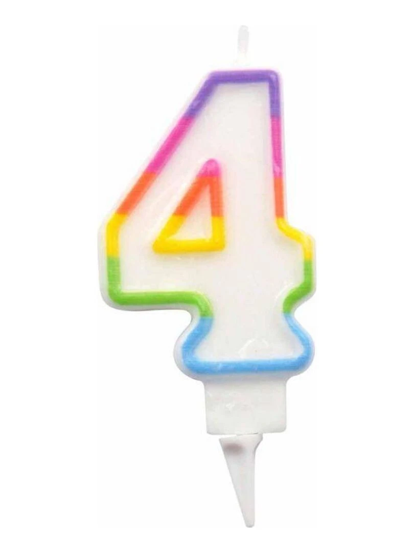 Bougie d anniversaire chiffre 4 Multicolore
