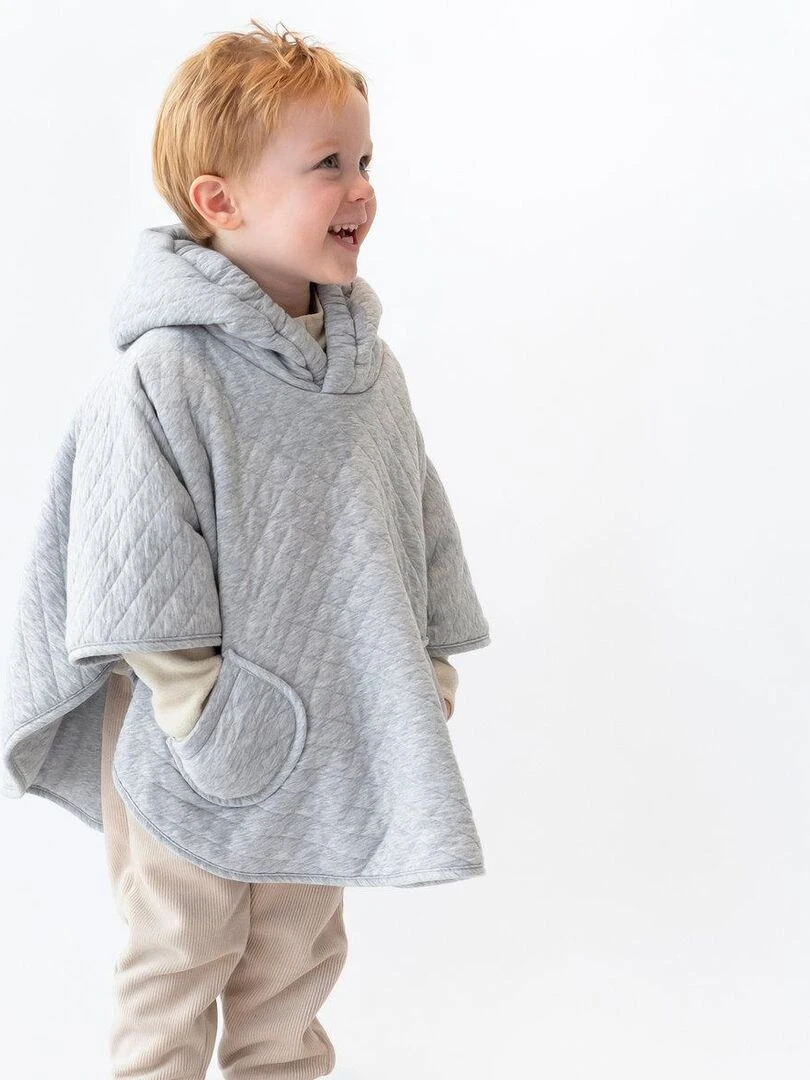 Bemini Poncho de voyage Pady Quilted et jersey   Gris chiné