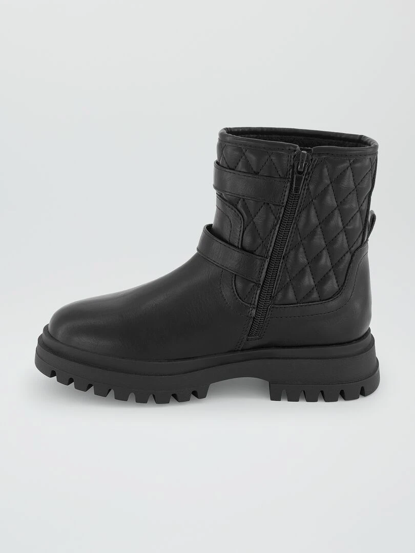 Bottines matelassées avec boucles   noir