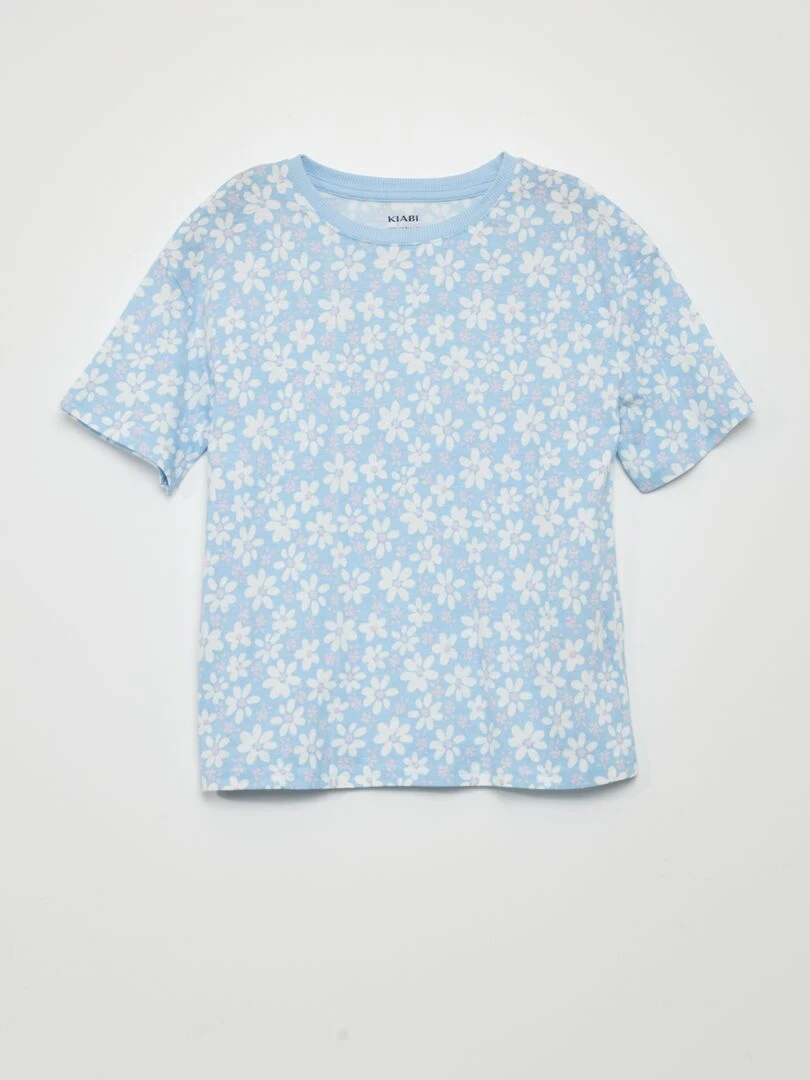 T shirt à imprimé fantaisie Bleu