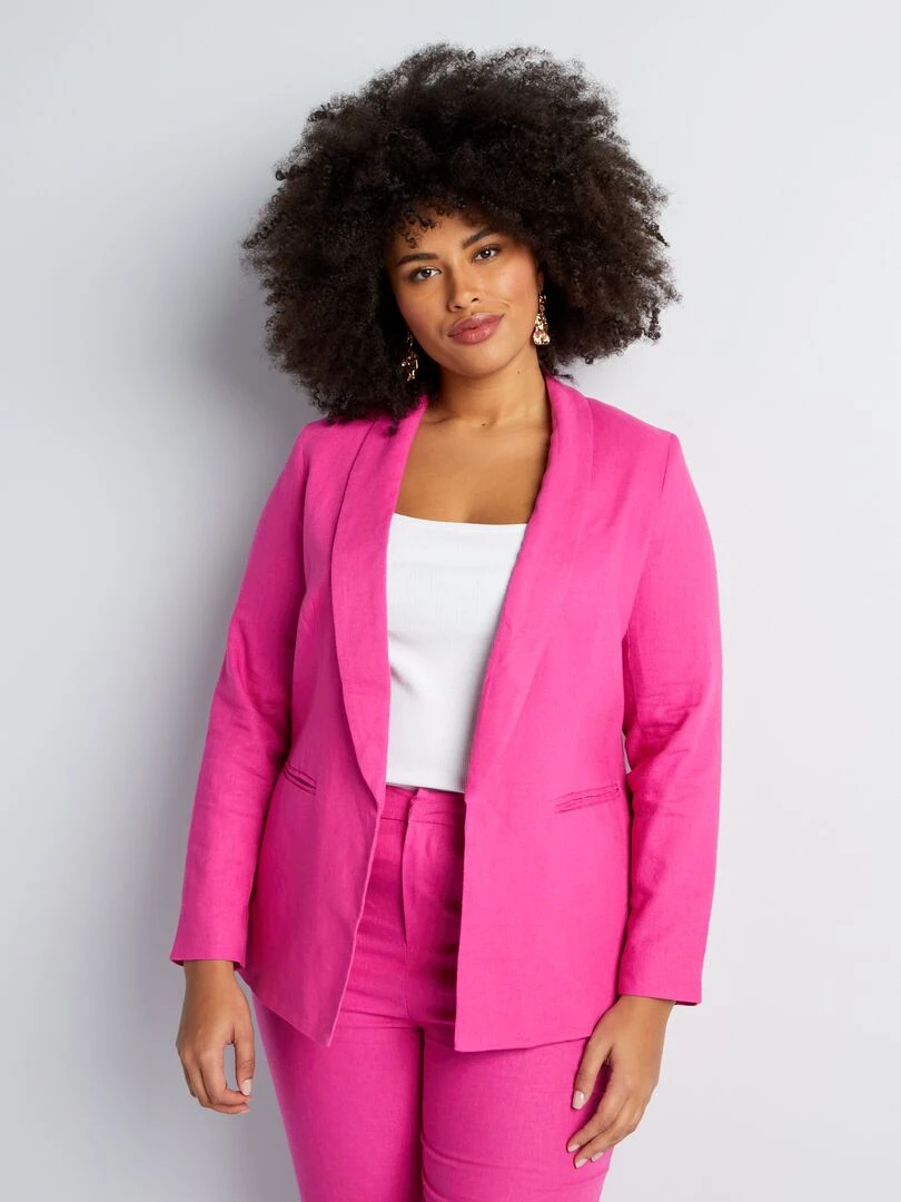 Veste de tailleur à col droit avec lin Rose