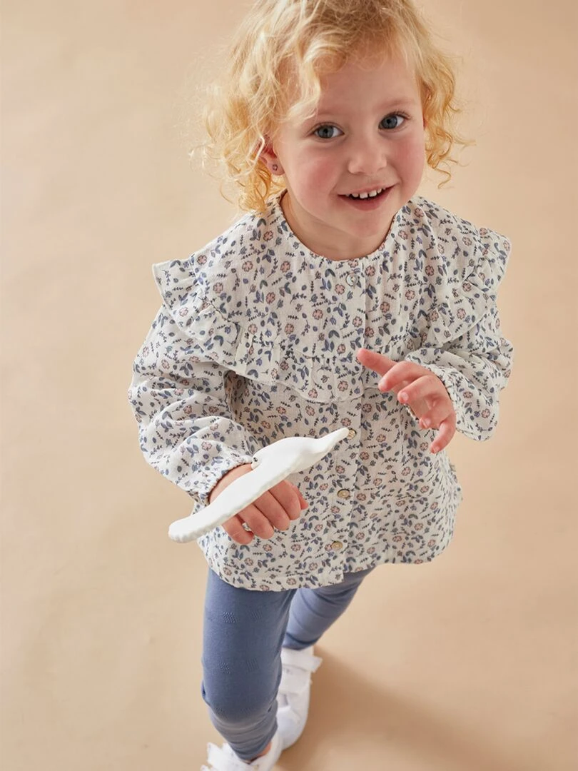 Set blouse fleurie + legging clair/écru Noukie's Bleu