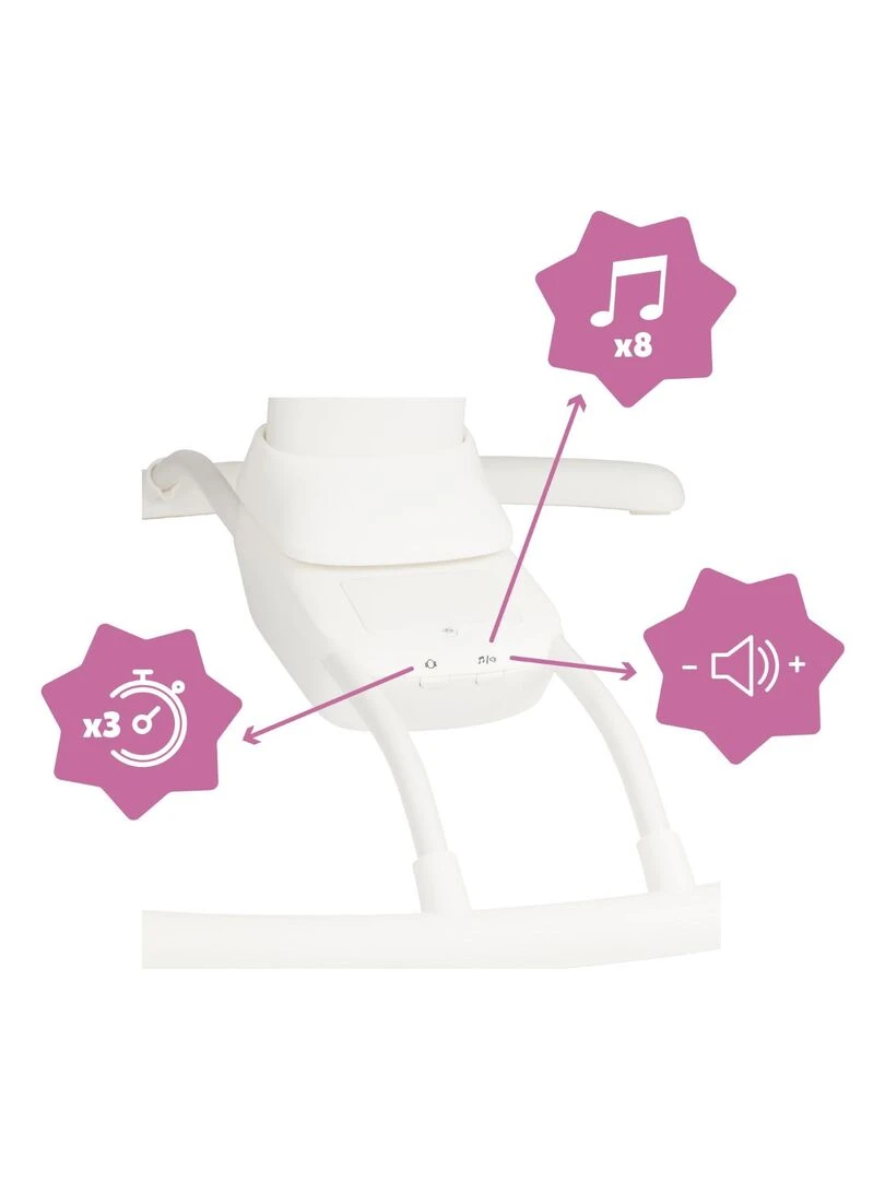 Balancelle latérale multifonctions  3 vitesses et 8 berceuses réglables  Lichen 'Badabulle'   Gris clair