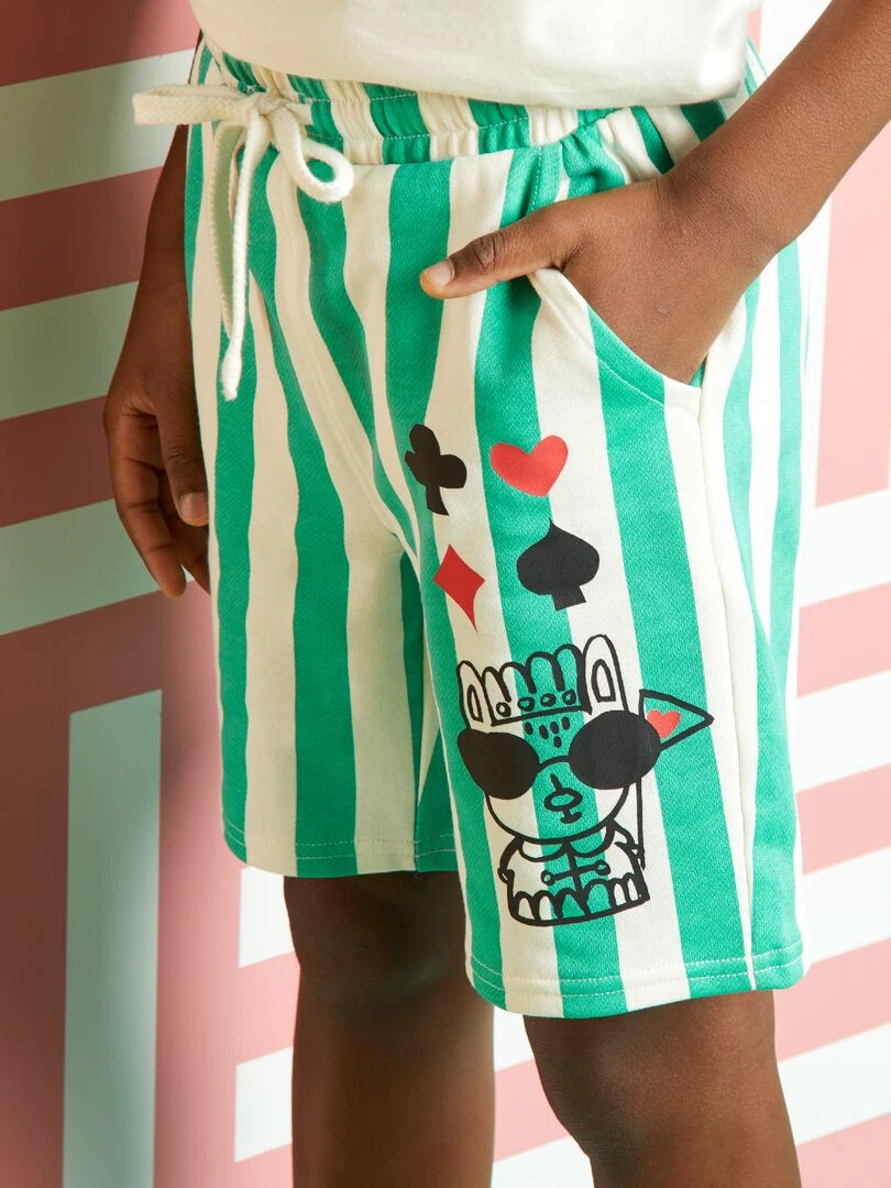Bermuda à rayures X Little Bad Wolf   Vert/blanc