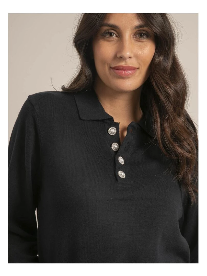 Pull fin col polo KONOR   Bleu marine