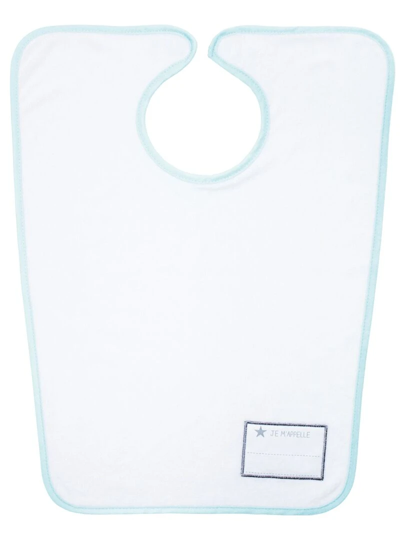 Bavoir maternelle aimanté Blanc et Aqua Blanc