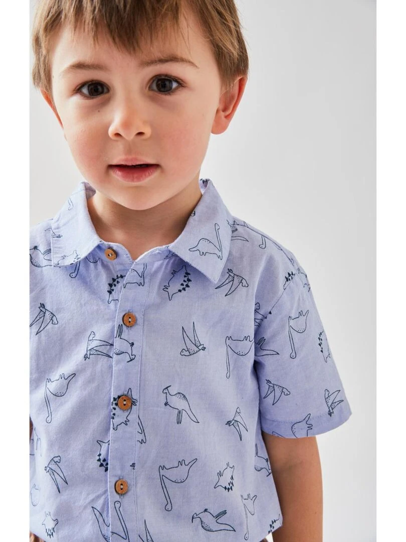 Chemise chambray dinos à manches courtes    Noukie's   Bleu